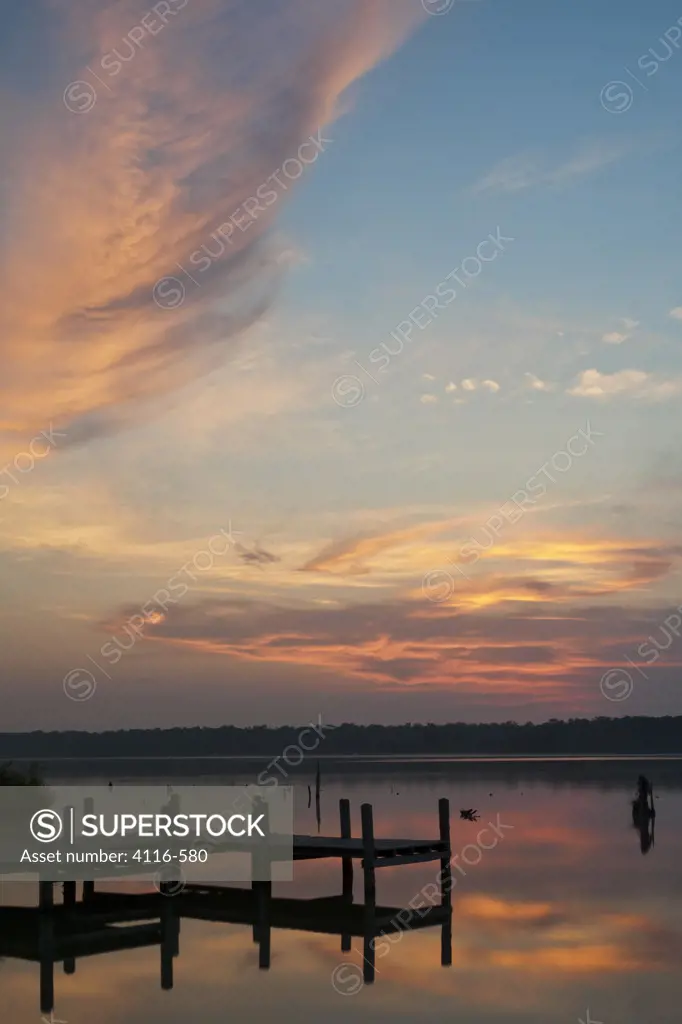 Fishing lake at dawn, Pickthorne Lake, Arkansas, USA