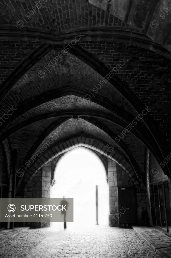 Interiors of an archway, Cloth Hall, Ypres, West Flanders, Flemish Region, Belgium