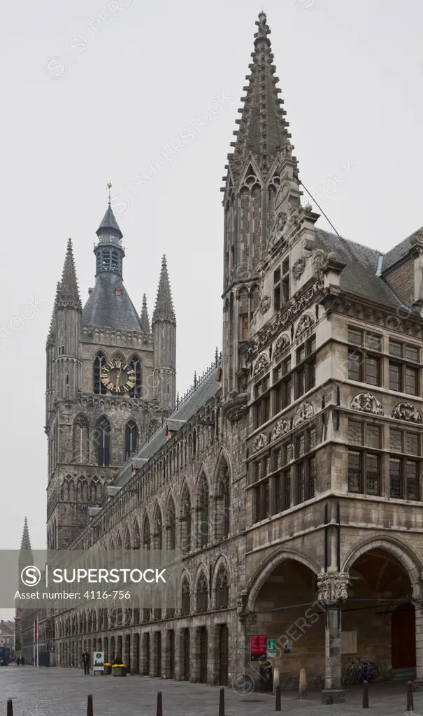 Building in a city, Cloth Hall, Ypres, West Flanders, Flemish Region, Belgium