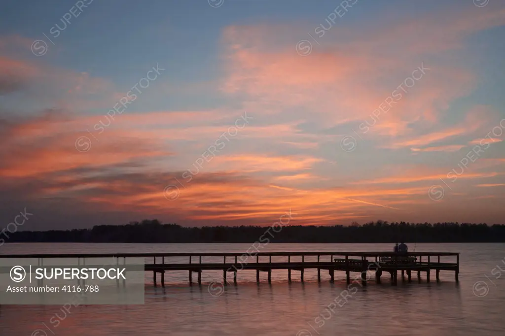 Sunset over a lake, Pickthorn Lake, Arkansas, USA