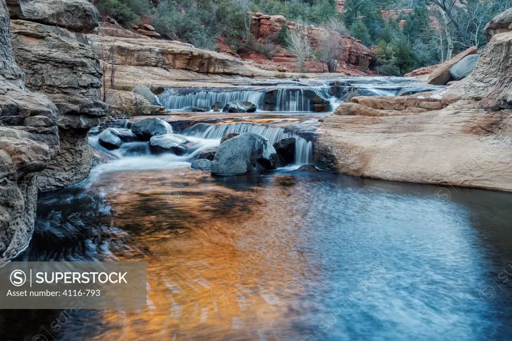 Waterfalls and rocks at Slide Rock State Park, Arizona, USA