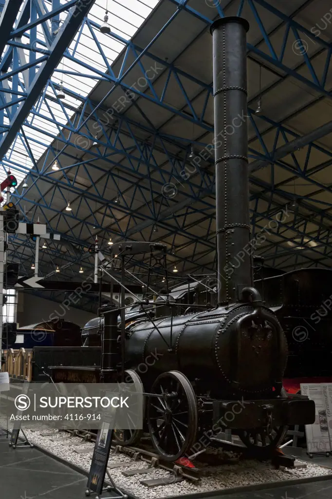 United Kingdom, York, National Railway Museum, Stephenson's Rocket, old steam engine
