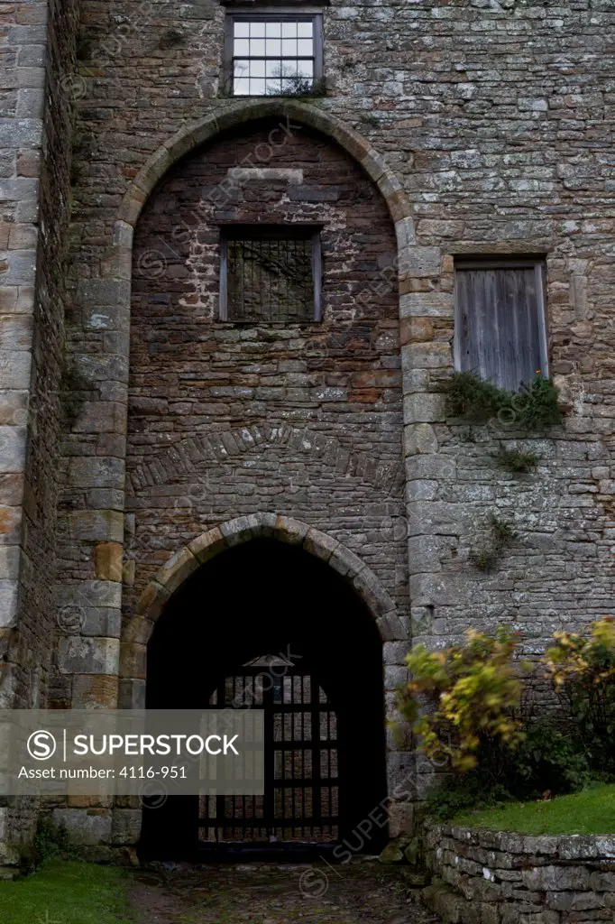 UK, Yorkshire, Gated entrance to Castle Bolton