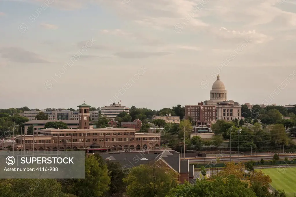 USA, Arkansas, Little Rock, Union Station and Arkansas State Capitol