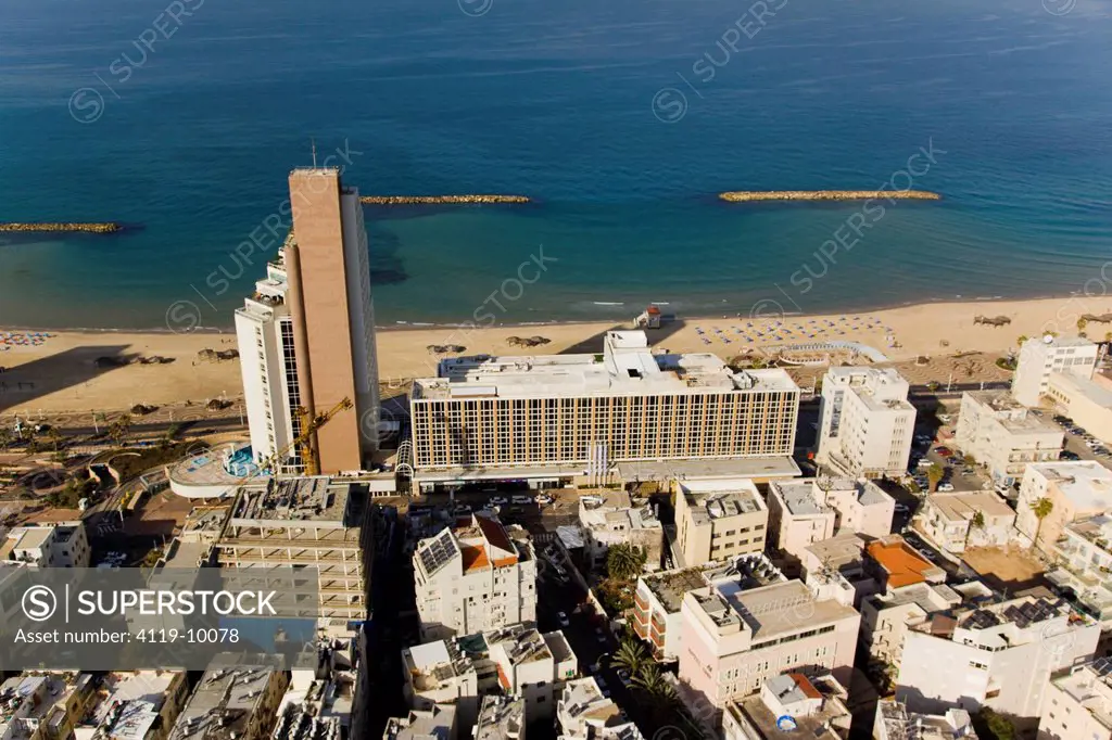 An aerial photo of Tel Aviv beaches