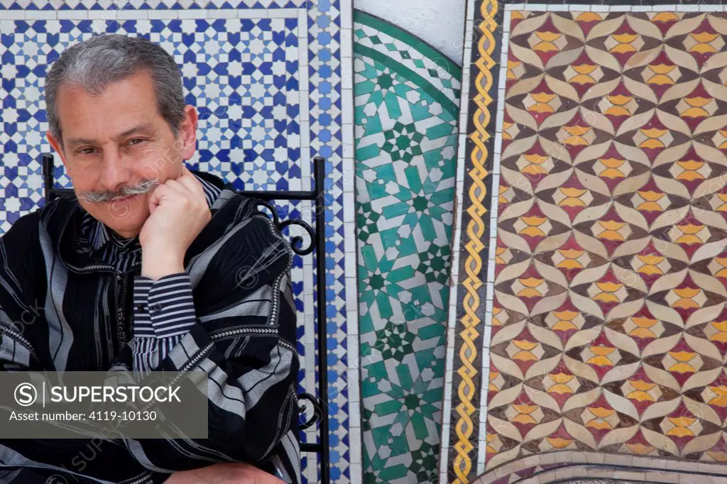 Closeup on a Moroccan man in the city of Fes