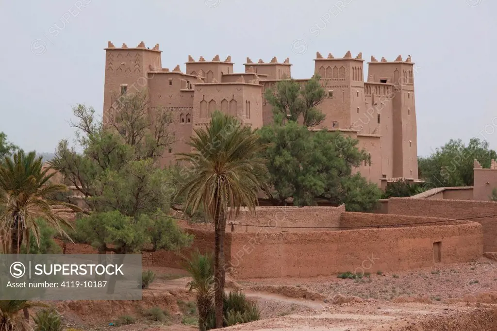 Photograph of an ancient castle in the Moroccan town of Skoura