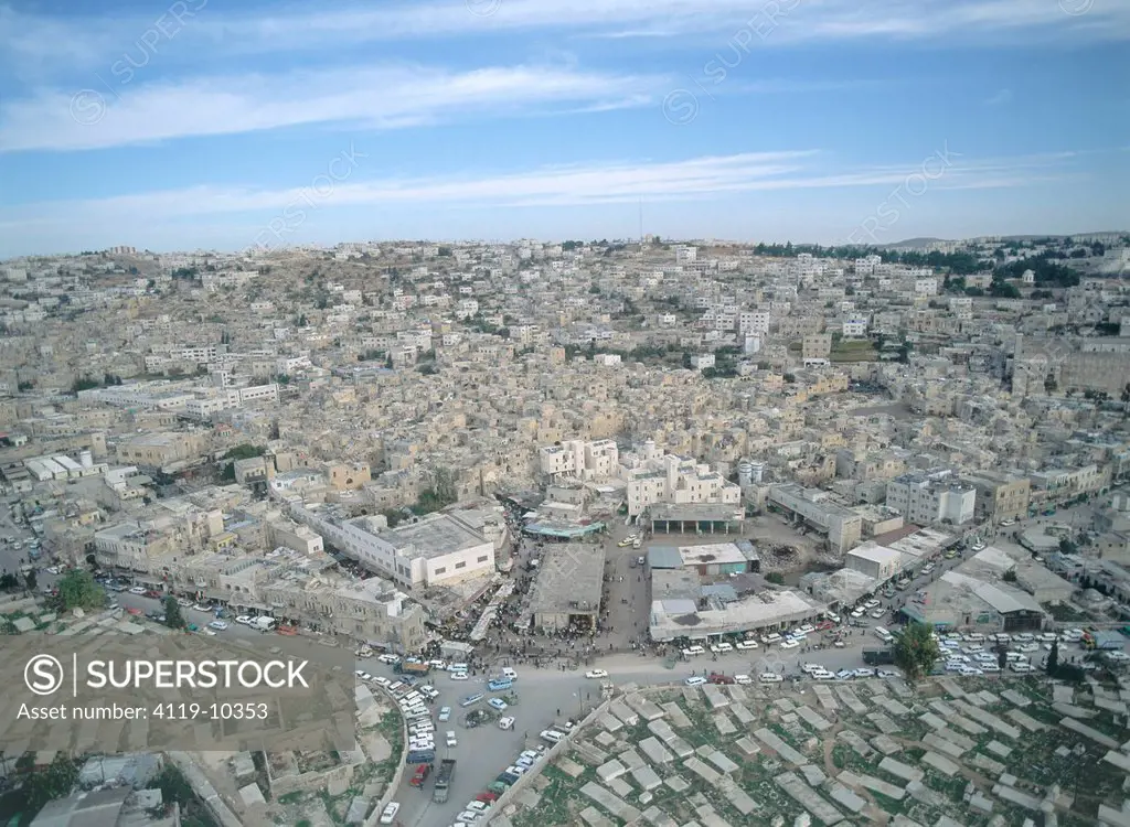 Aerial photograph of the Judean city of Hevron