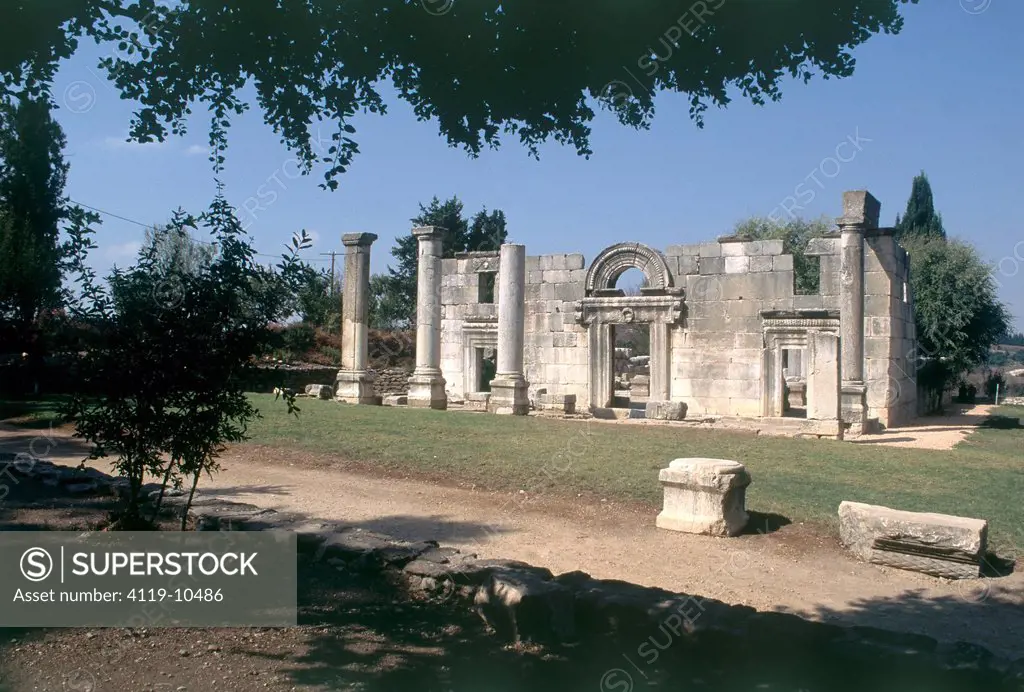 Photograph of the ruins of the ancient synagouge of Baram in the Upper Galilee