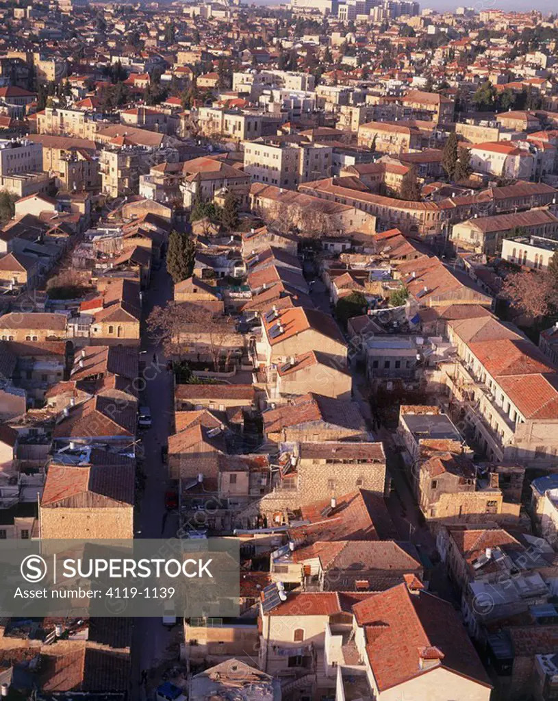 Aerial photograph of the Beit Yisrael neighborhood in Jerusalem