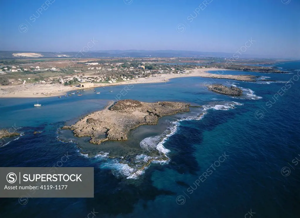 Aerial photograph of the Dor beach on the Coastal plain