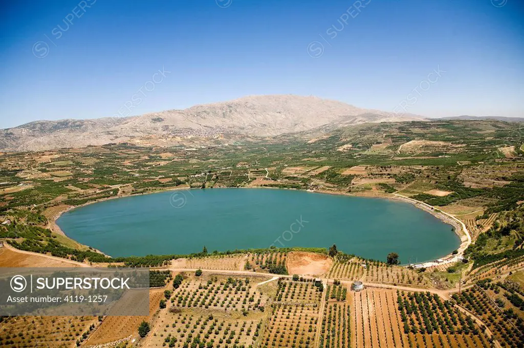 Aerial photograph of the Ram pool in the northern Golan Heights