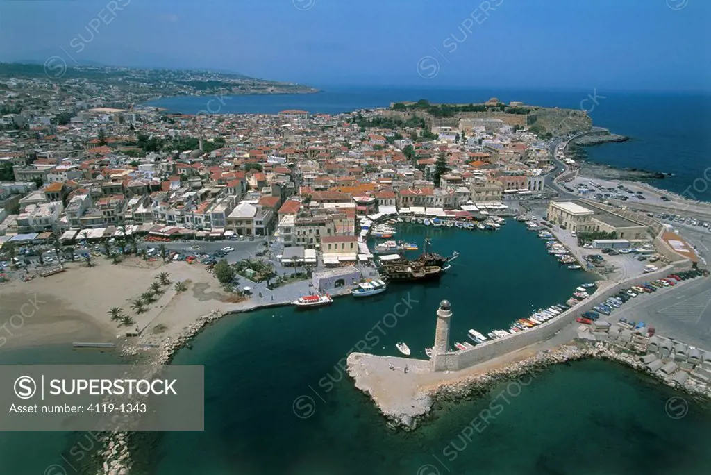 Aerial photograph of the Greek city of Rethimno on the island of Crete
