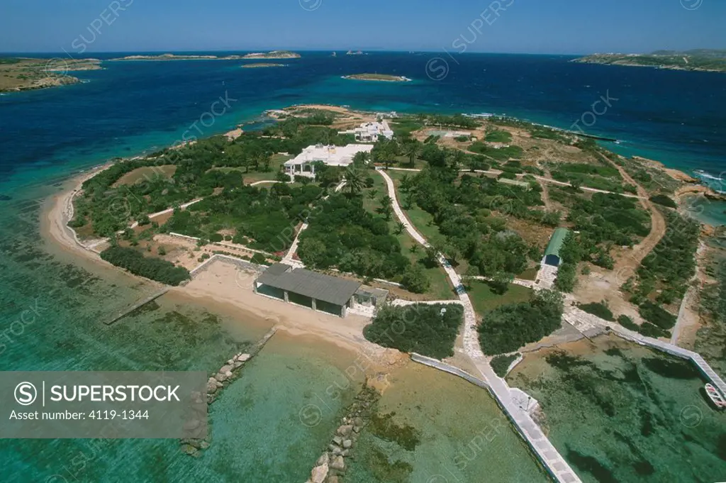 Aerial photograph of a privte Greek island between the Paros and Andiparos
