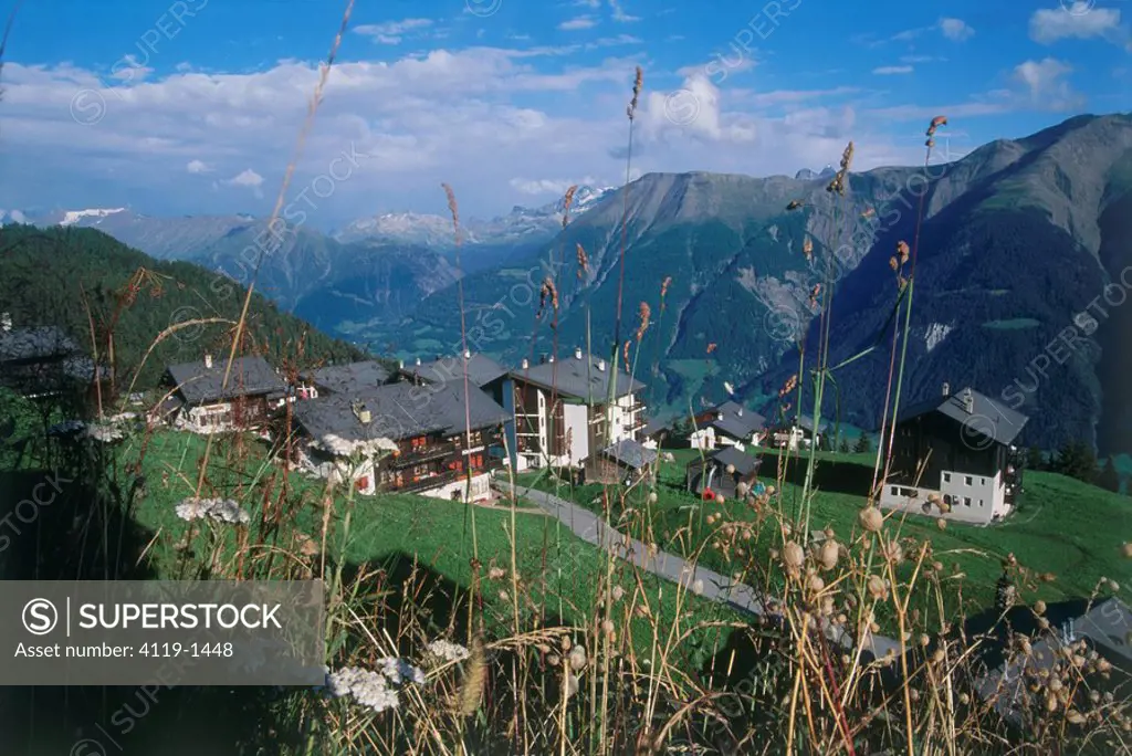 Photograph of a small village on the Alps