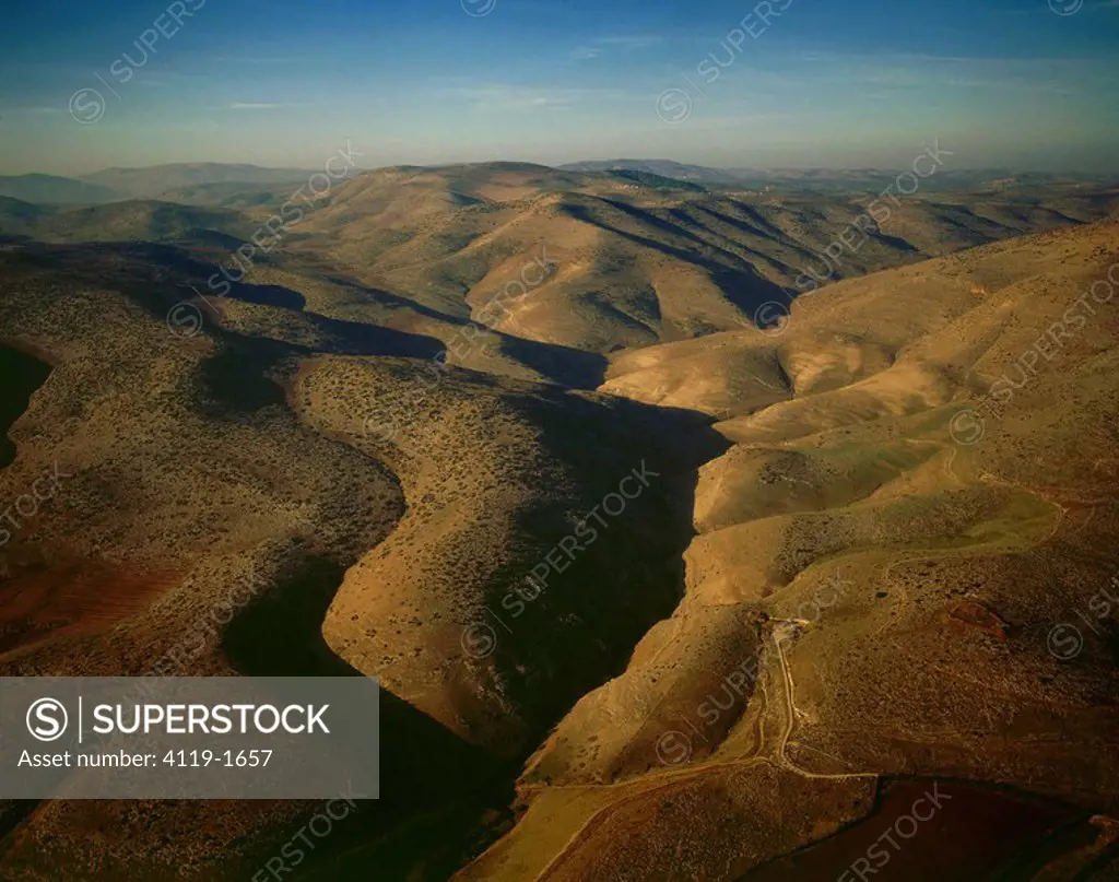 Aerial photograph of the hills of Samaria