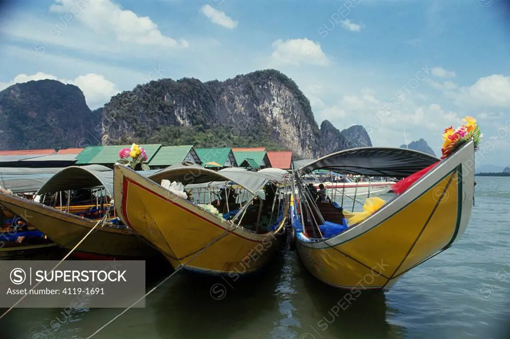 Photograph of colorful boats in Thailand