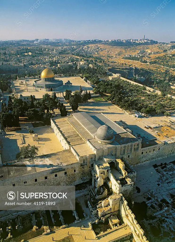 Aerial view of the Temple mount and the Al Aqsa mosque