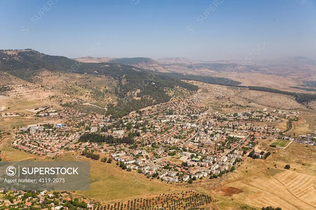 Aerial photograph of the town of Rosh Pina in the Upper Galilee