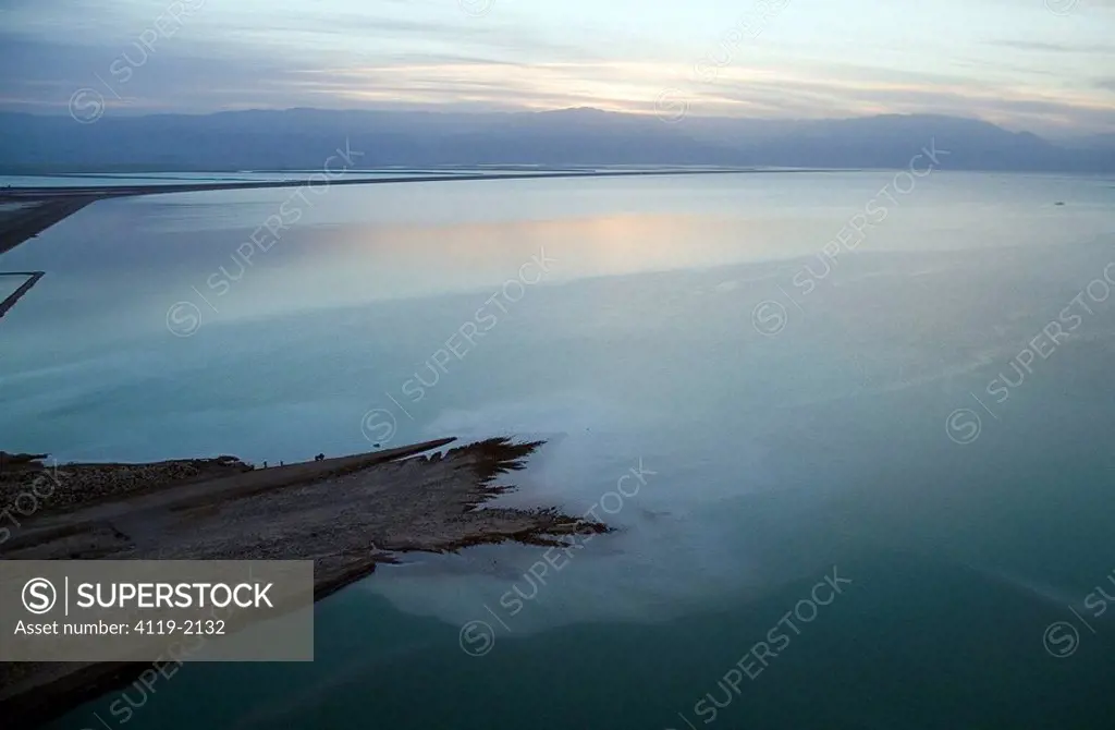 Aerial photograph of the Dead sea at sunrise