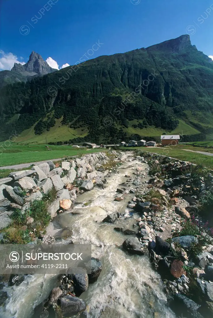 Photograph of a valley in Switzerland