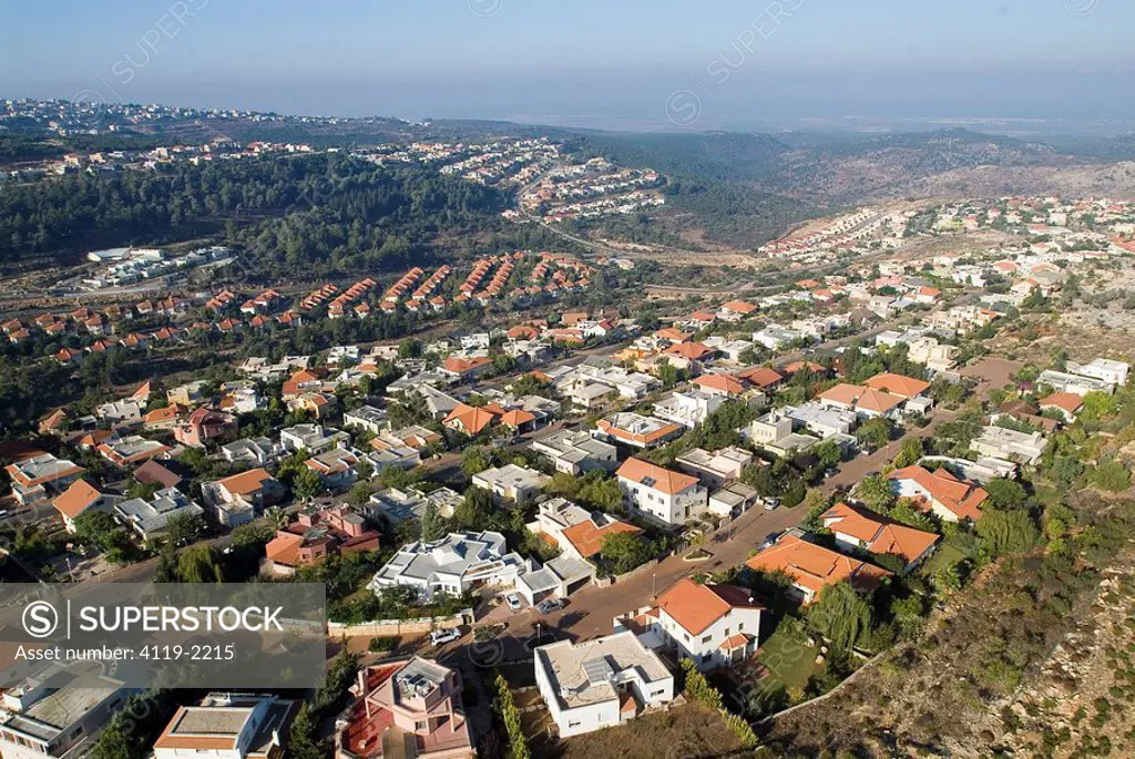 Aerial photograph of the village of Kefar Vradim in the western Galilee