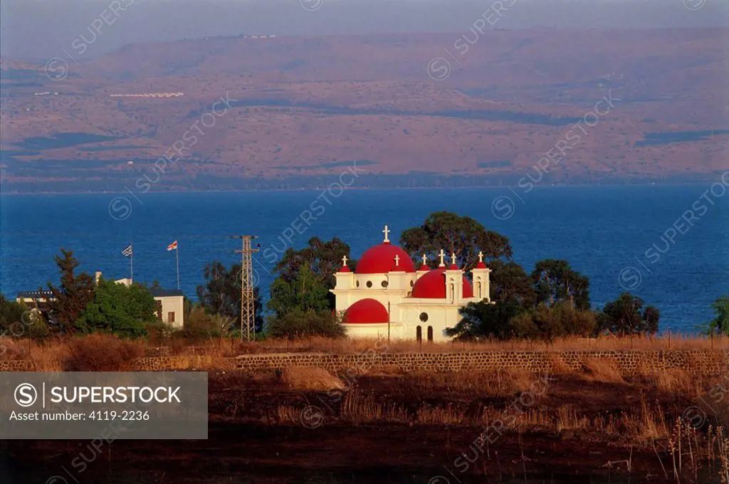 Photograph of the Greeck Orthodox church in the Sea of Galilee