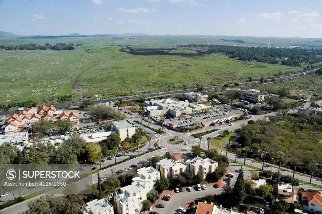 Aerial photograph of Katzrin in the central Golan Heights