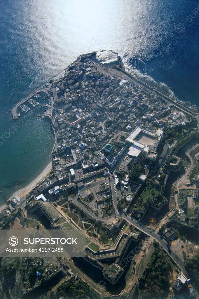 Aerial photograph of the old city of Acre