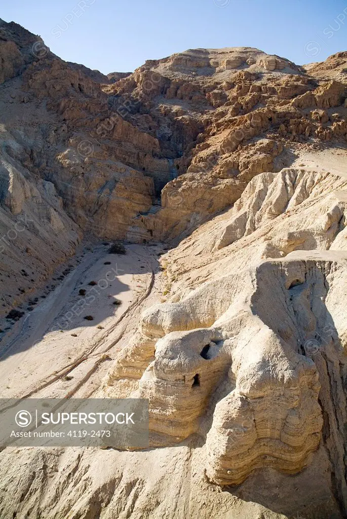 Aerial photograph of Qumran in the Northern Basin of the Dead sea
