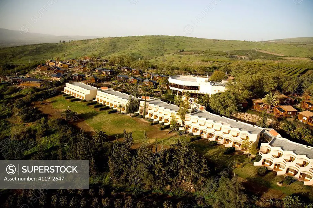 Aerial photograph of the Ramot guest house in the southern Golan Heights