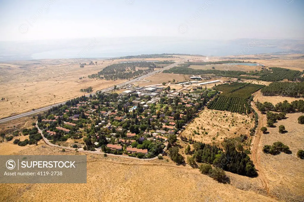 Aerial photograph of the village of Amiad in the Upper Galilee