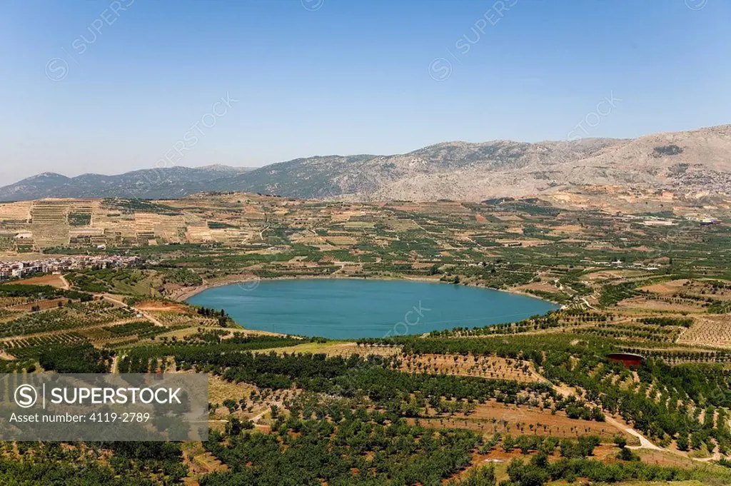 Aerial photograph of Ram´s pool in the northern Golan Heights