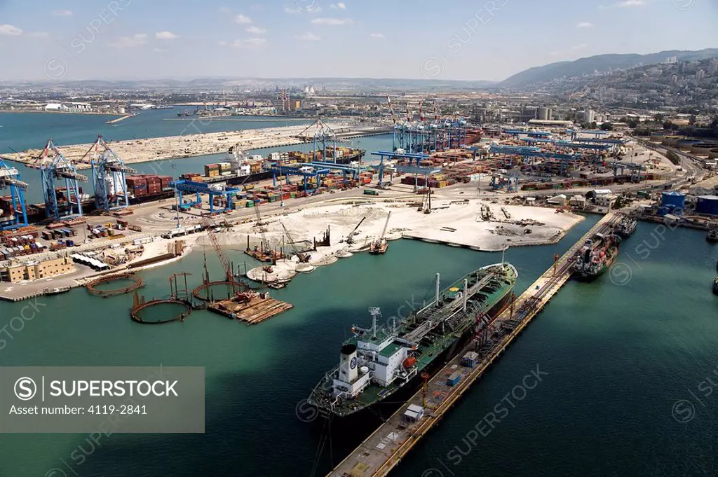 Aerial photograph of the port of Haifa