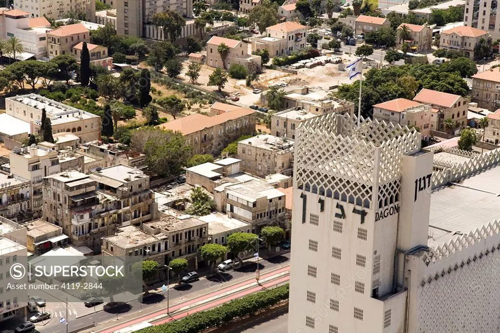 Aerial photograph of the Dagon building in the city of Haifa