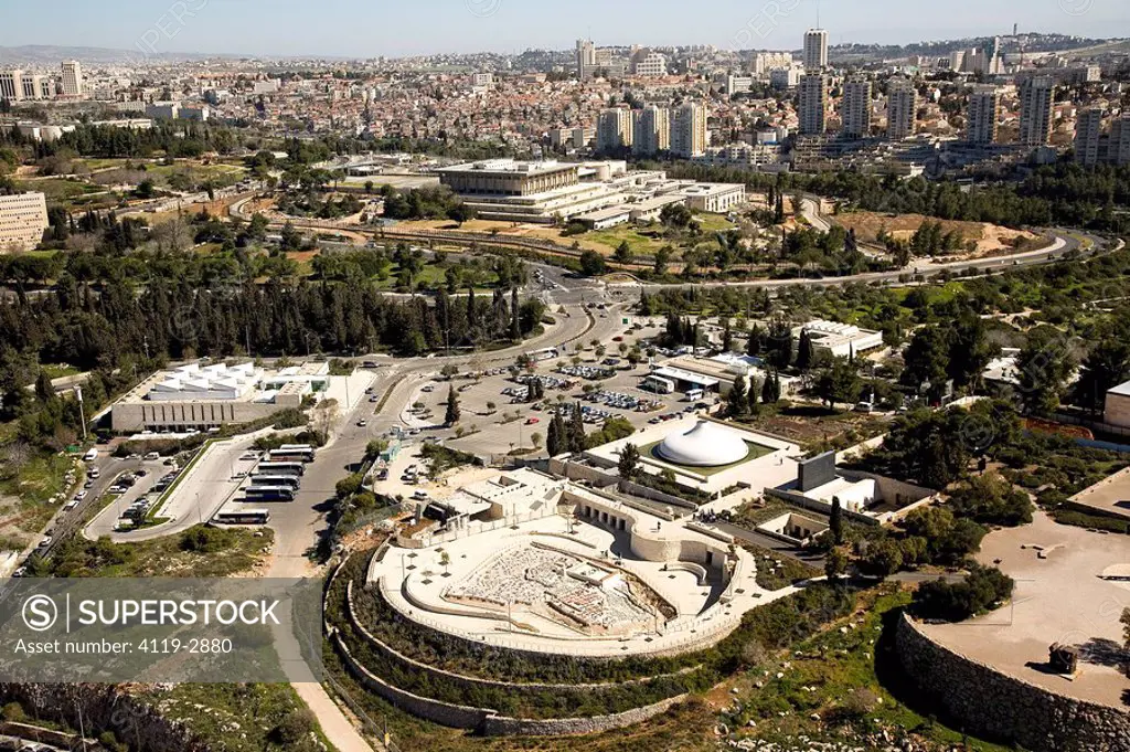 Aerial photograph of the Shrine of the Book in Western Jerusalem