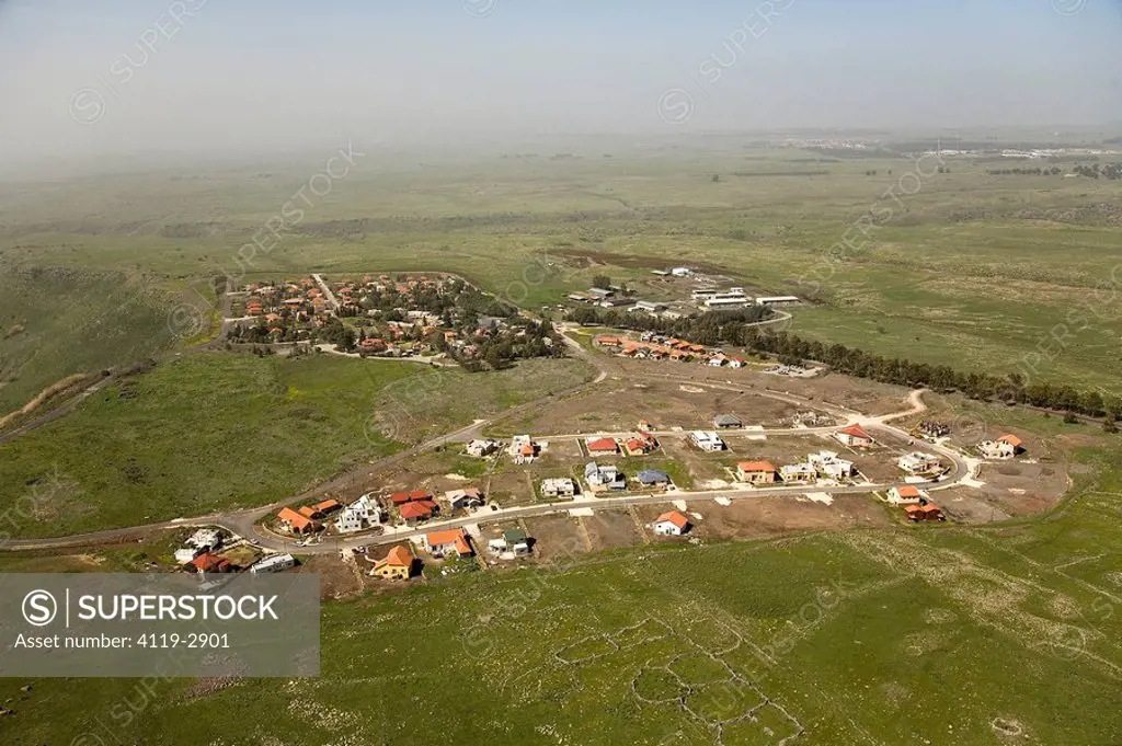 Aerial photograph of the village of Ani Am in the southern Golan Heights