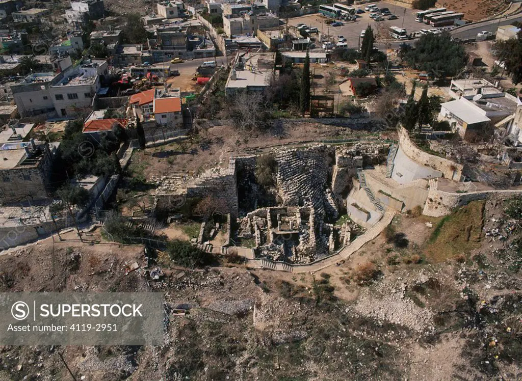 Aerial view of the biblical city of David in Jerusalem