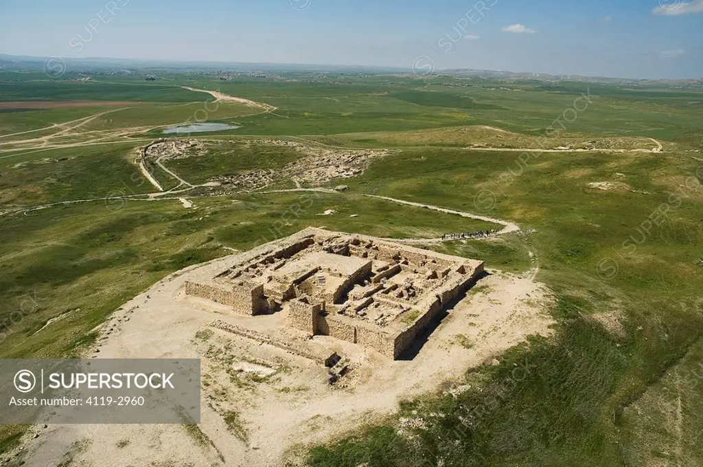 Aerial view of the biblical city of Arad in the northern Negev
