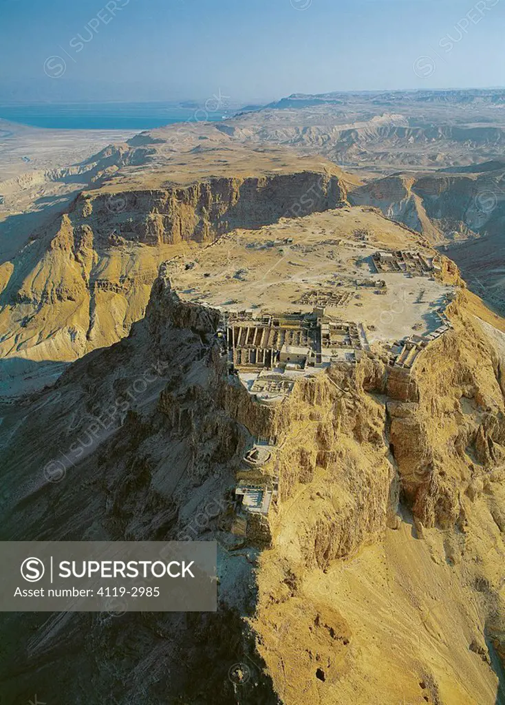 Aerial photograph of the fortress of Masada
