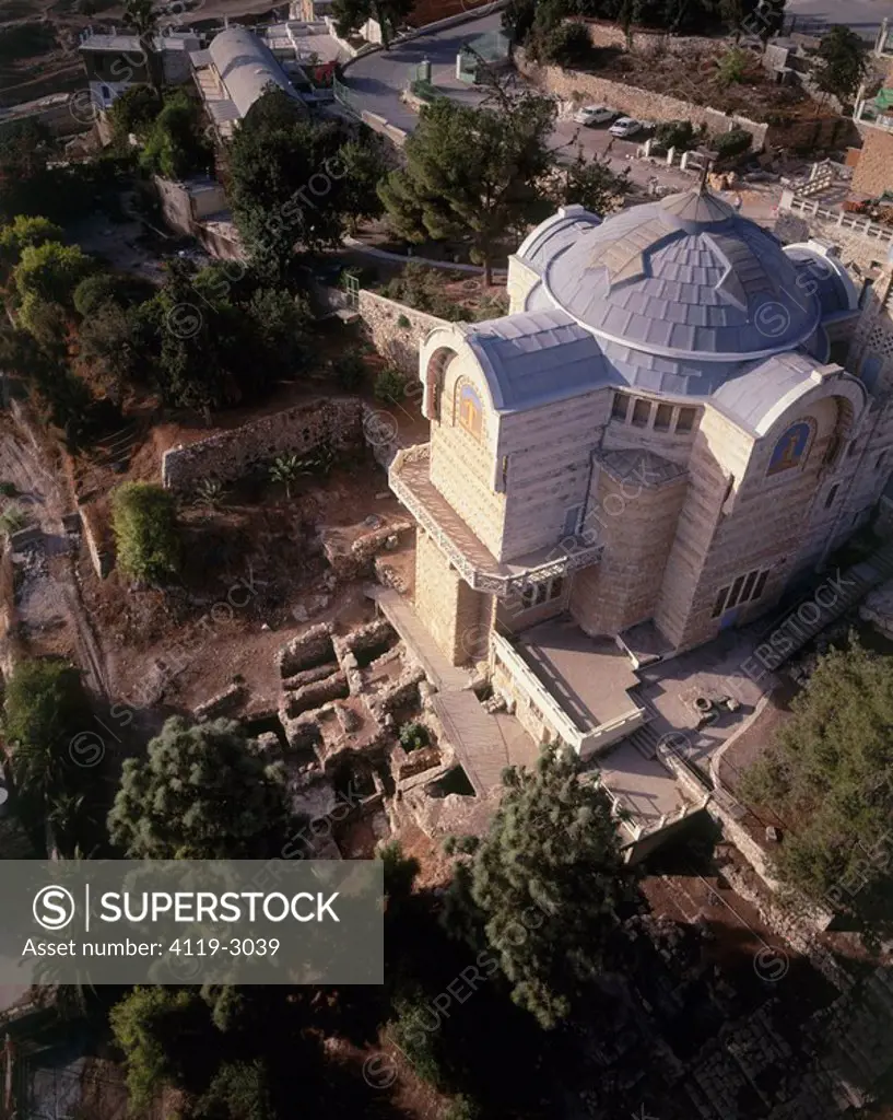 Aerial photograph of the Church of Eleona on the mount of Olives