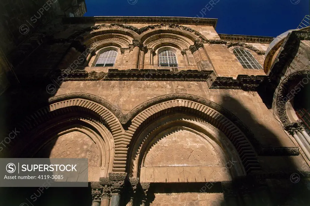 Photograph of the Church of the Holy Sepulcher in the old city of Jerusalem