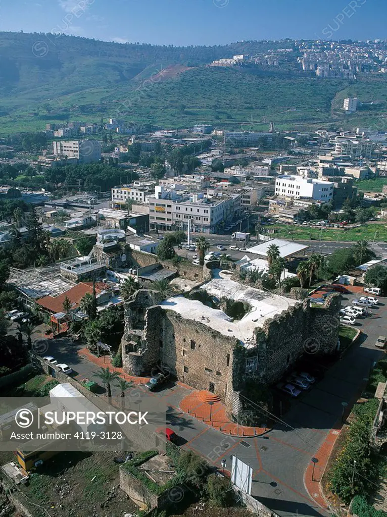 Aerial view of the the old city of Tiberias