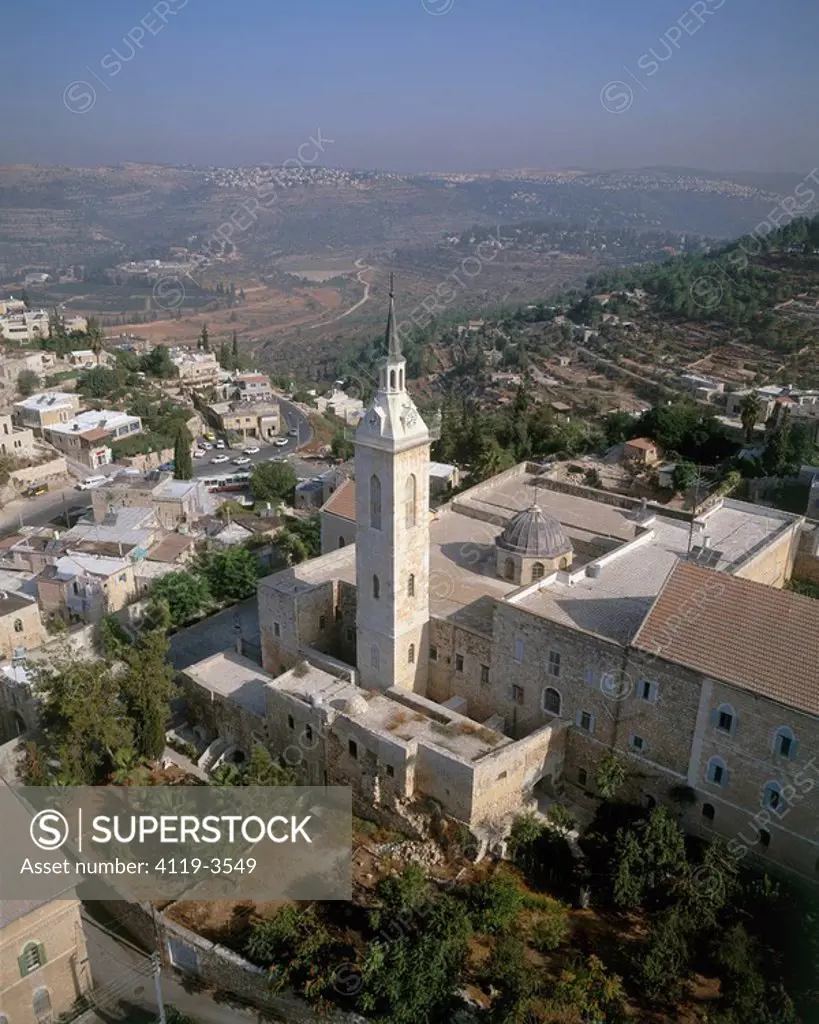 Aerial photograph of the Church of John the Baptist in Ein Kerem