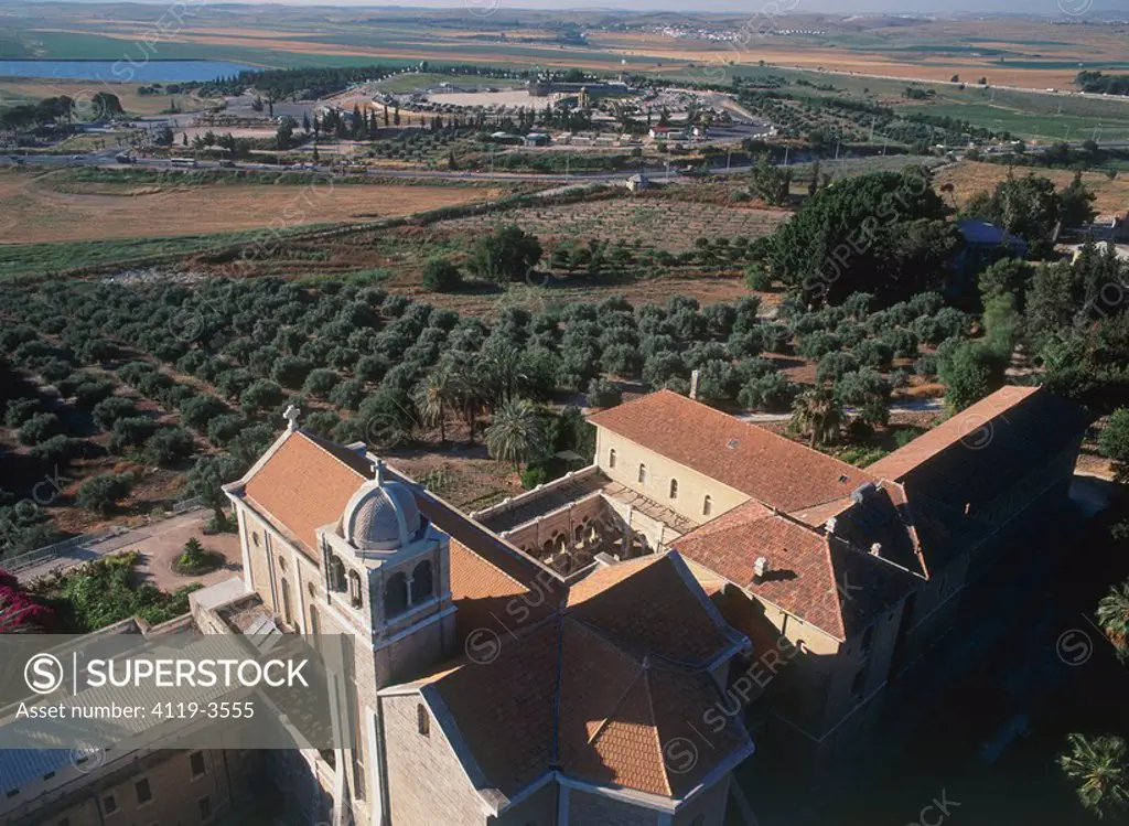Aerial photograph of the Trappists Monastery of Latrun in the Jerusalem mountains