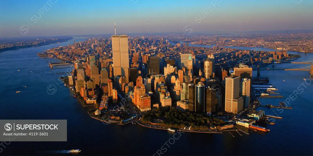 Aerial photograph of the skyline of New York City