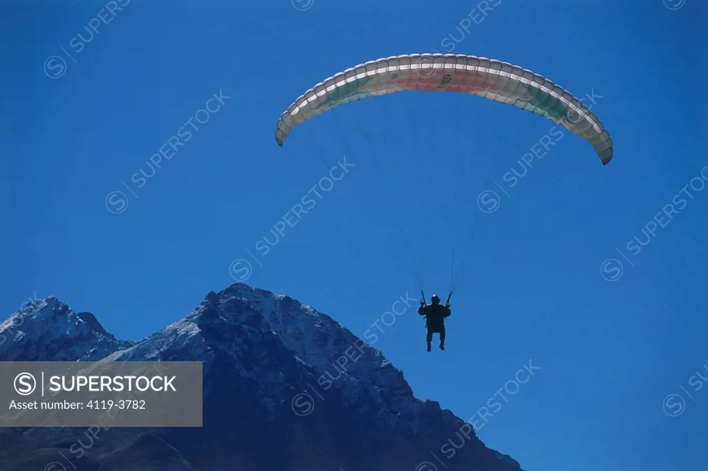 Photograph of a free_fall_parachute on the mountains of France