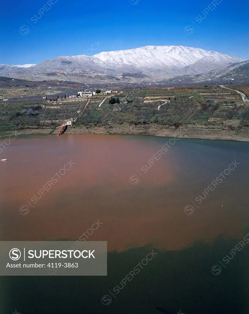 Aerial photograph of Ram´s pool in the northern Golan Heights