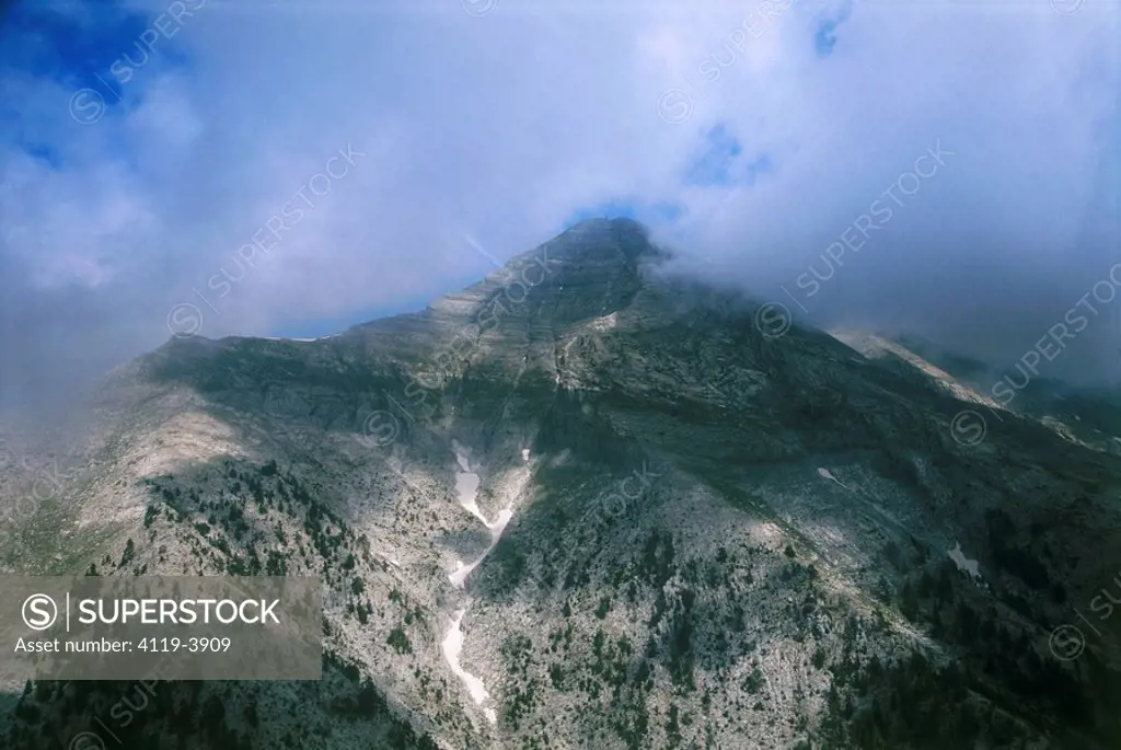Aerial photograph of mount Taygetus on the Greek island of Peloponnesus