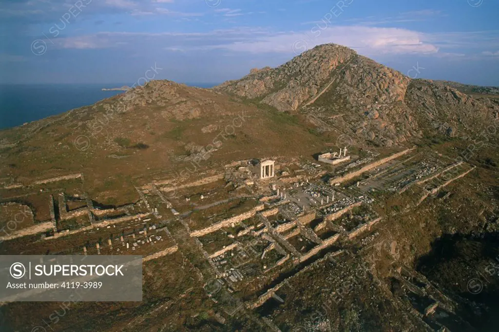 Aerial photograph of the Greek island of Delos